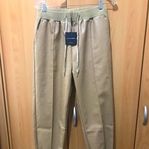 JLuxLabel Camel Leather Upper Joggers